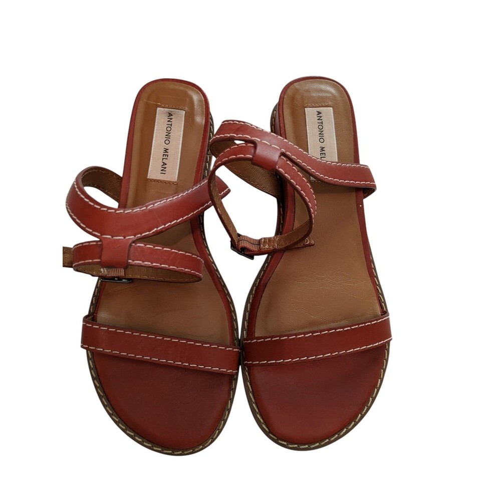 Antonio Melani Ankle and Heel Strap Sandals Russet Brown Flats Sz 8
